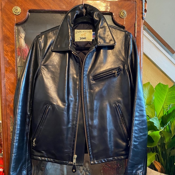 Schott NYC Classic Horsehide Black Racer Motorcycle Leather Jacket - Picture 12 of 16